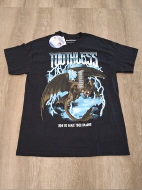 DreamWorks Dragons Toothless Graphic T-Shirt Men's XXL Black *500*